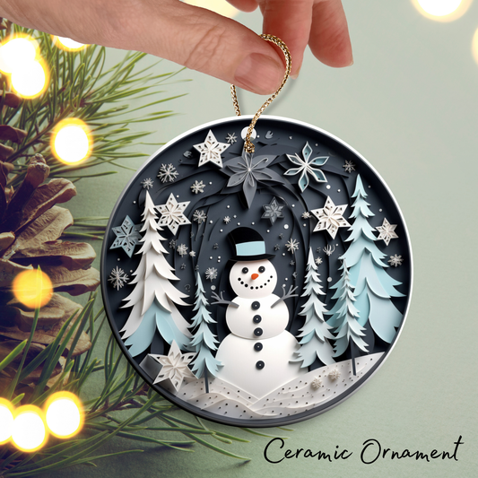 Let It Snow Snowman Ceramic Ornament 27-02