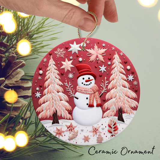 Let It Snow Snowman Ceramic Ornament 27-05