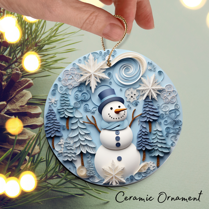 Let It Snow Snowman Ceramic Ornament 27-06