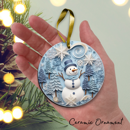 Let It Snow Snowman Ceramic Ornament 27-06