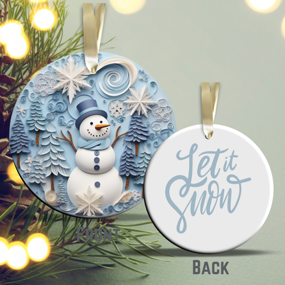 Let It Snow Snowman Ceramic Ornament 27-06