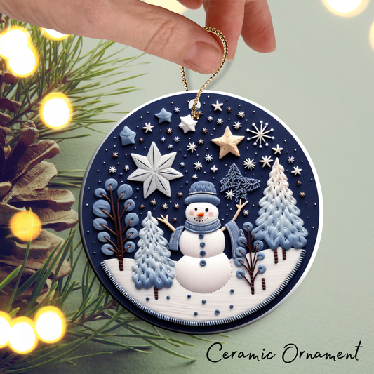 Let It Snow Snowman Ceramic Ornament 27-07