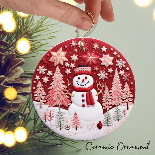 Let It Snow Snowman Ceramic Ornament 27-08