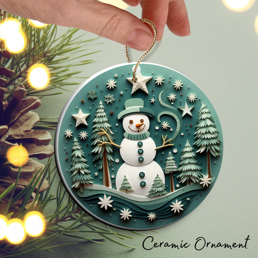 Let It Snow Snowman Ceramic Ornament 27-09