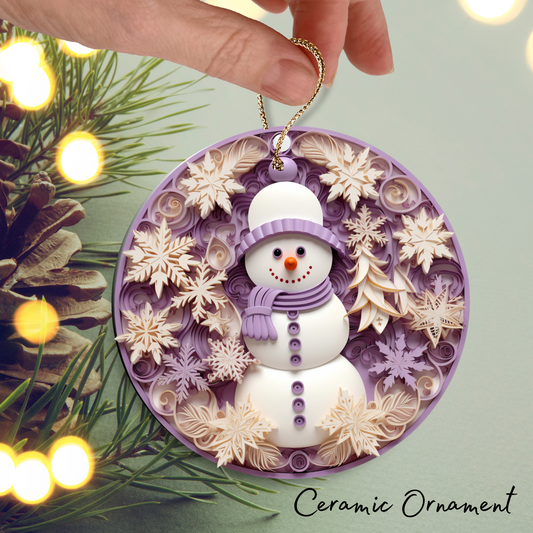 Let It Snow Snowman Ceramic Ornament 27-11