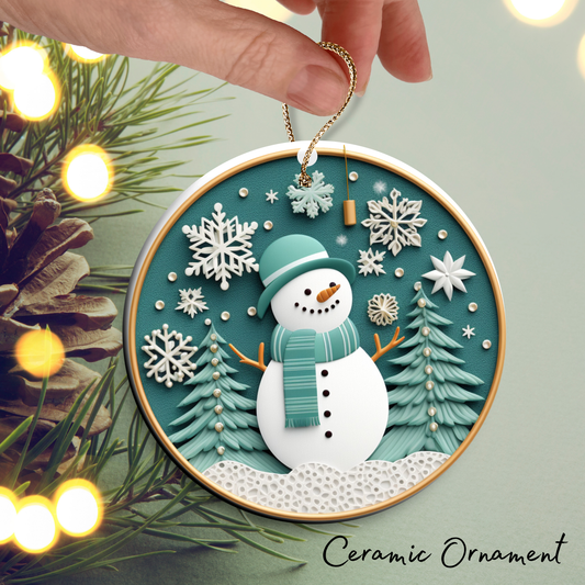 Let It Snow Snowman Ceramic Ornament 27-12