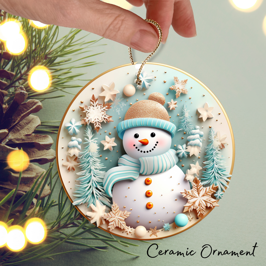 Let It Snow Snowman Ceramic Ornament 27-13