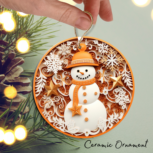 Let It Snow Snowman Ceramic Ornament 27-14