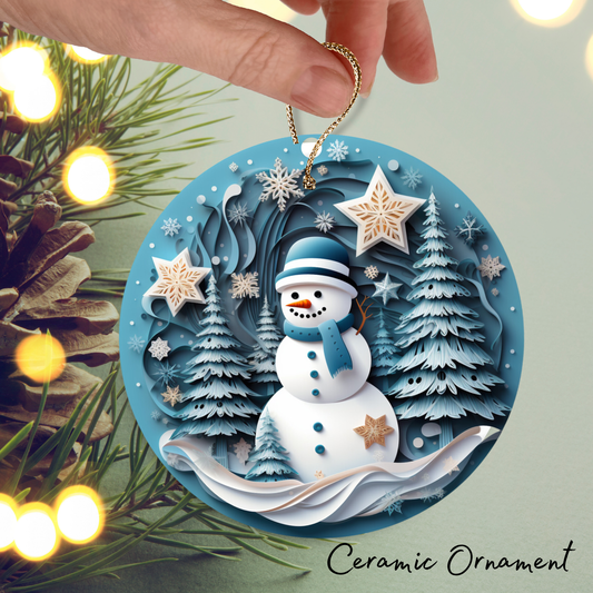 Let It Snow Snowman Ceramic Ornament 27-15