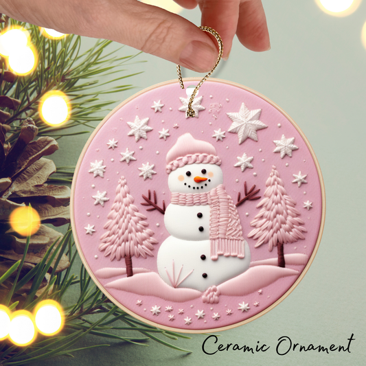 Let It Snow Snowman Ceramic Ornament 27-16