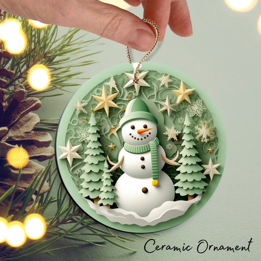 Let It Snow Snowman Ceramic Ornament 27-17