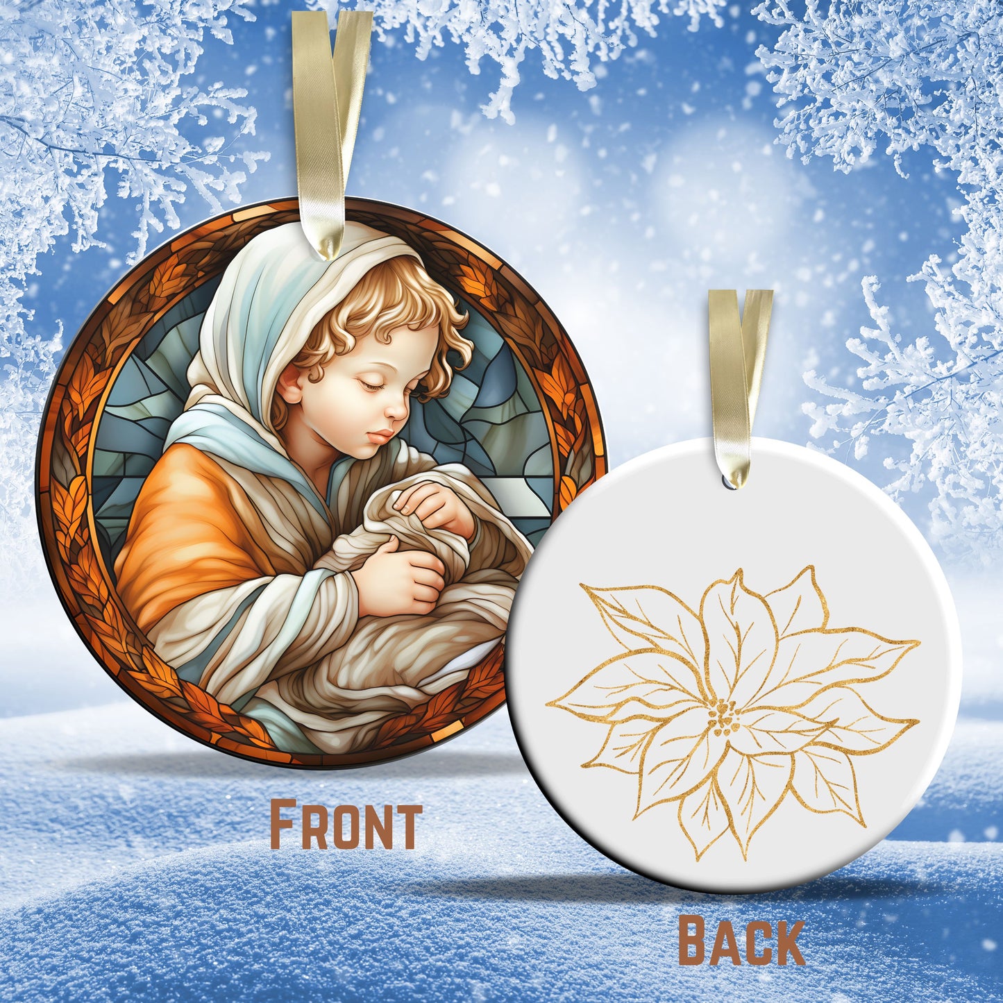 Mother Mary and Baby Jesus Ceramic Ornament 53-74