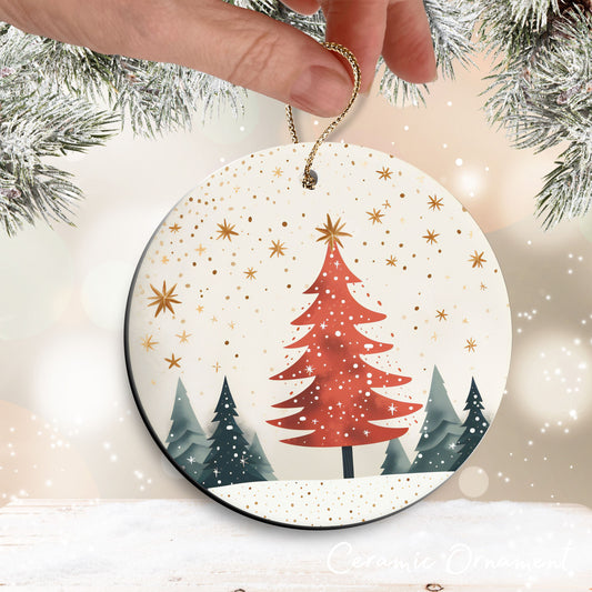 Nordic Watercolor Christmas Ceramic Ornament 43-12 Tree