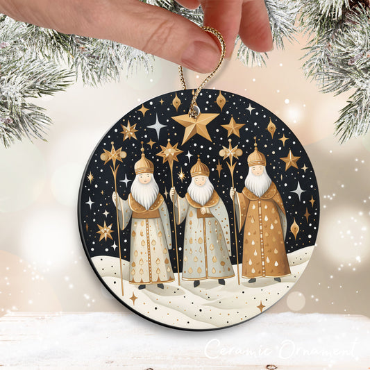 Nordic Watercolor Christmas Ceramic Ornament 43-02 Three Wise Men