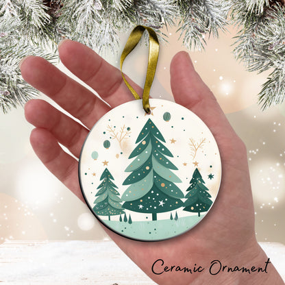 Nordic Watercolor Christmas Ceramic Ornament 43-22 Xmas Tree