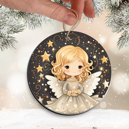 Nordic Watercolor Christmas Ceramic Ornament 43-23 Xmax Angel