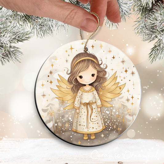 Nordic Watercolor Christmas Ceramic Ornament 43-28 Angel