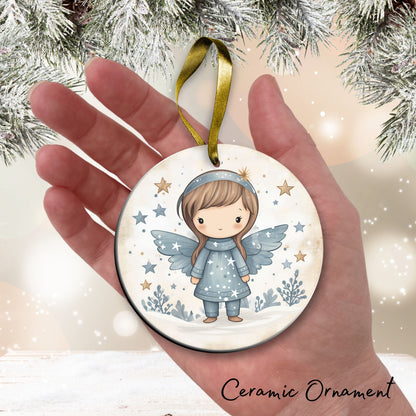 Nordic Watercolor Christmas Ceramic Ornament 43-30 Angel