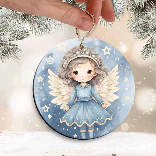 Nordic Watercolor Christmas Ceramic Ornament 43-31 Angel