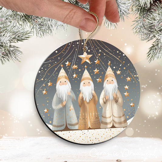 Nordic Watercolor Christmas Ceramic Ornament 43-04 Three Wise Men