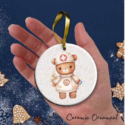 Watercolor Gingerbread Nurse Ceramic Christmas Ornament 72-11