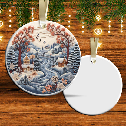 Oriental Ceramic Ornament 61-16 Happy Holidays Keepsake Bauble