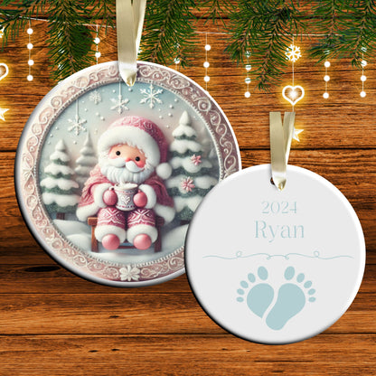 Pastel Nursery Babys First Christmas Ceramic Ornament Bauble 56-01