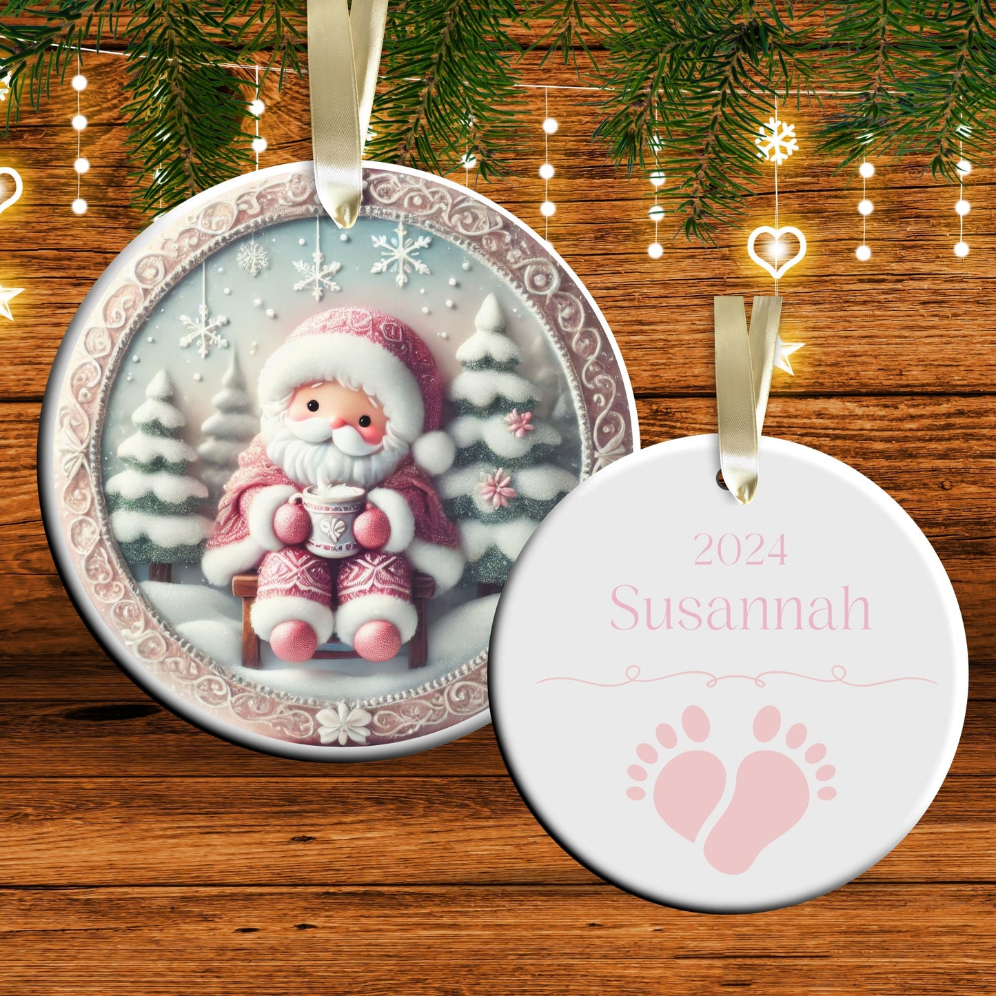 Pastel Nursery Babys First Christmas Ceramic Ornament Bauble 56-01