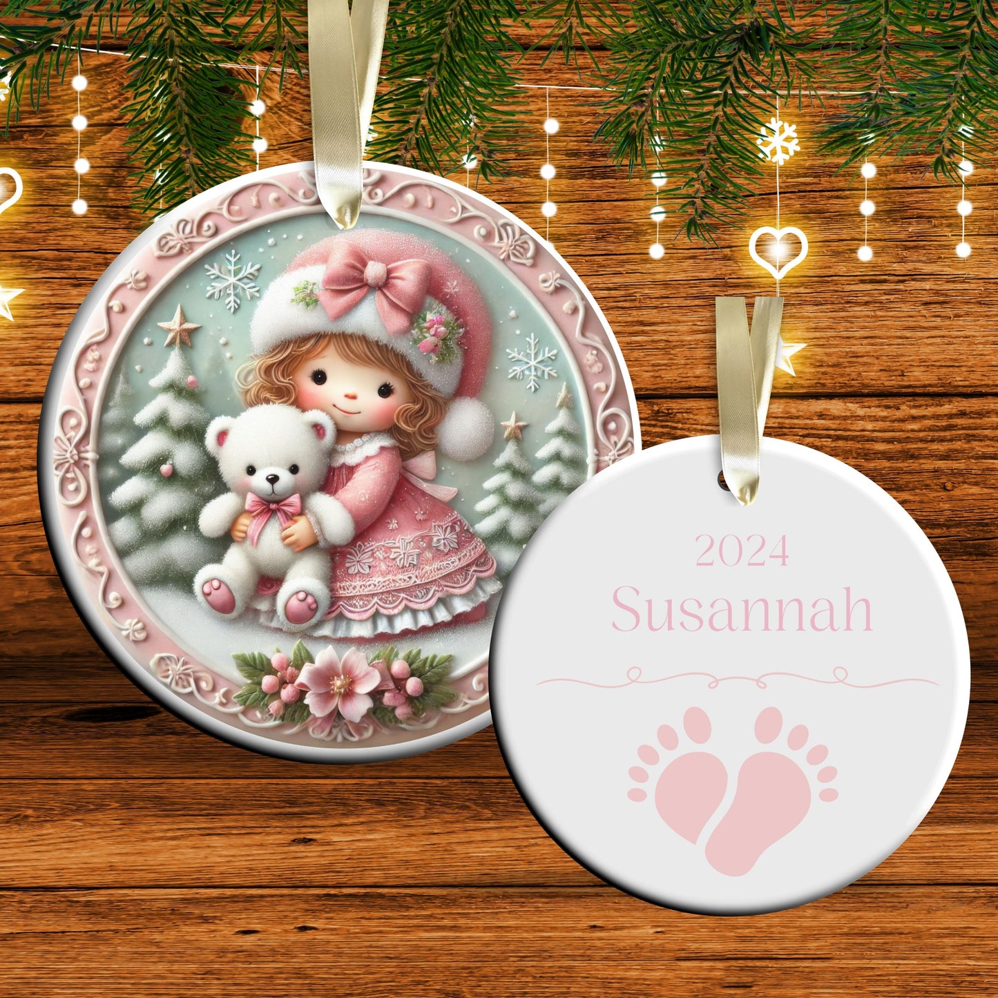 Pastel Nursery Babys First Christmas Ceramic Ornament Bauble 56-06