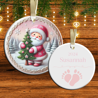 Pastel Nursery Babys First Christmas Ceramic Ornament Bauble 56-15