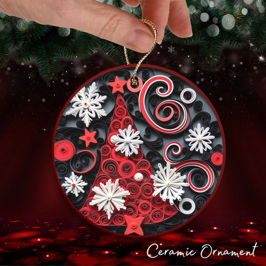 Red 3D Christmas Ceramic Ornament 06-05