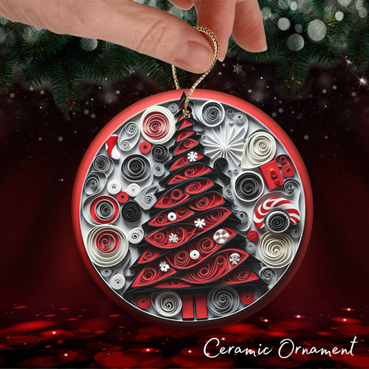 Red 3D Christmas Ceramic Ornament 06-06