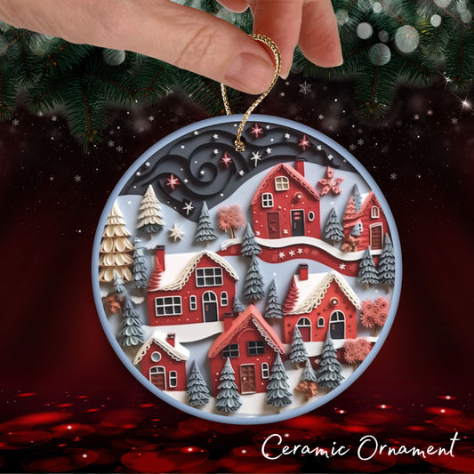 Red 3D Christmas Ceramic Ornament 06-07