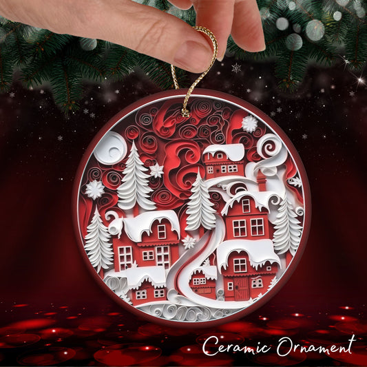 Red 3D Christmas Ceramic Ornament 06-08