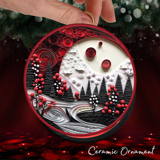 Red 3D Christmas Ceramic Ornament 06-13