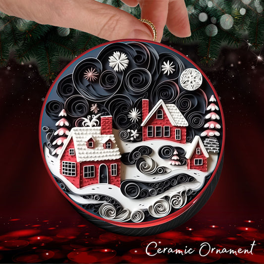 Red 3D Christmas Ceramic Ornament 06-14