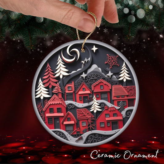 Red 3D Christmas Ceramic Ornament 06-15