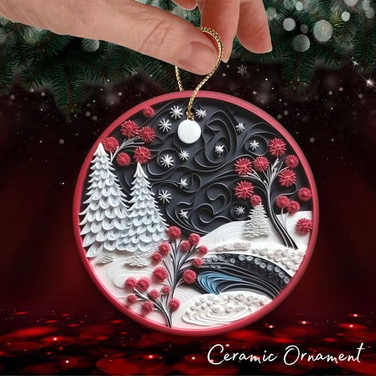 Red 3D Christmas Ceramic Ornament 06-17