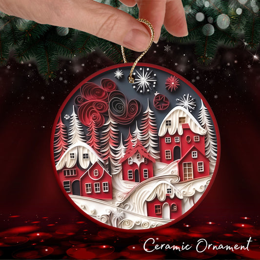 Red 3D Christmas Ceramic Ornament 06-19