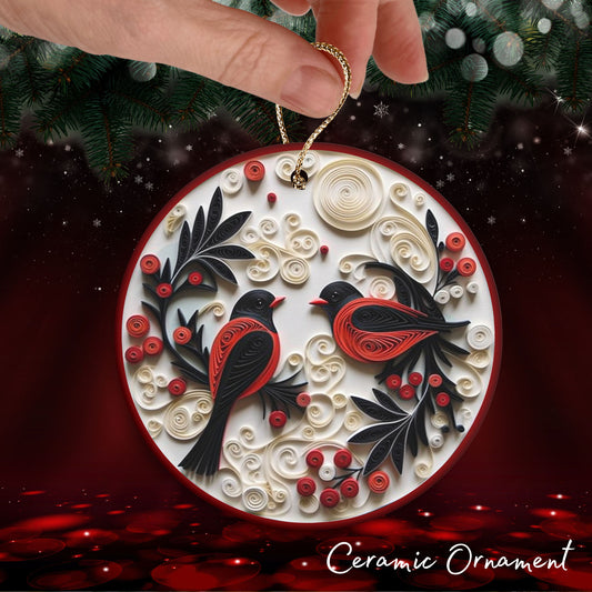 Red 3D Christmas Ceramic Ornament 06-20