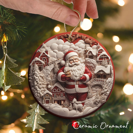 Red 3D Santa Christmas Ceramic Ornament 01-01