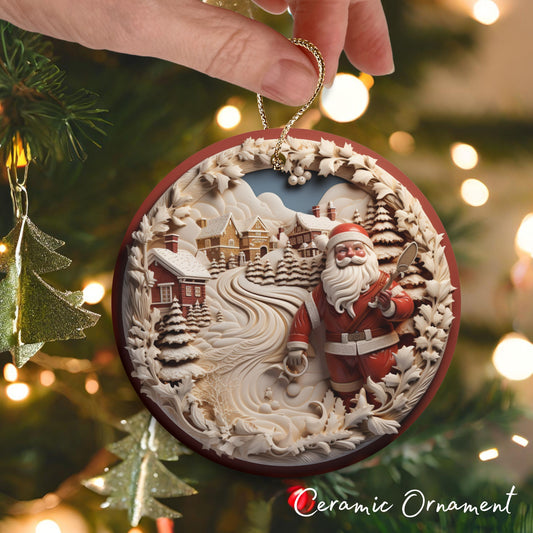 Red 3D Santa Christmas Ceramic Ornament 01-02