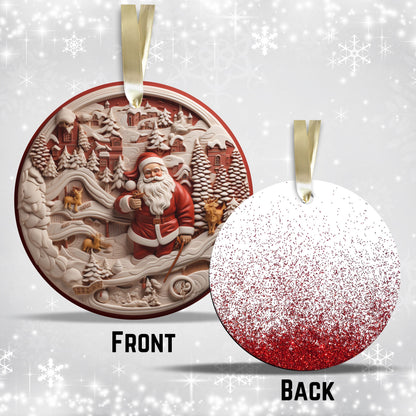 Red 3D Santa Christmas Ceramic Ornament 01-03