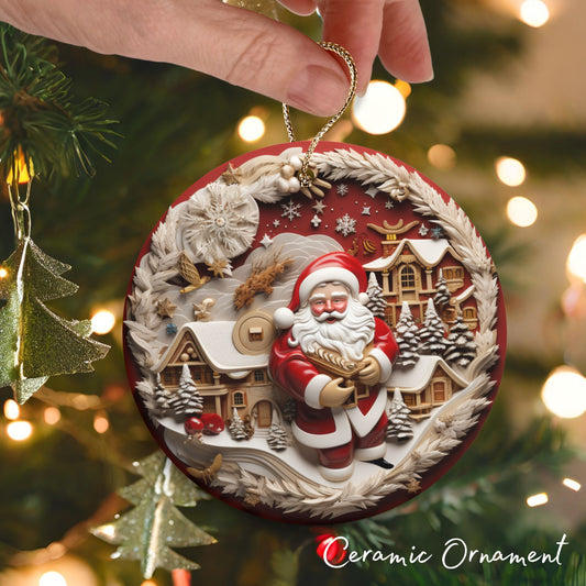 Red 3D Santa Christmas Ceramic Ornament 01-04