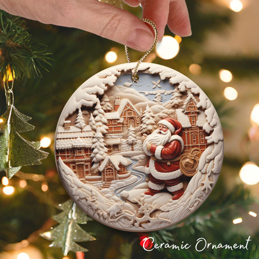 Red 3D Santa Christmas Ceramic Ornament 01-05