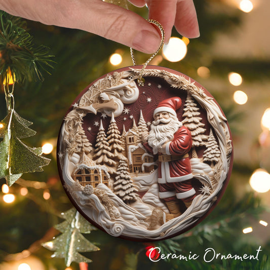 Red 3D Santa Christmas Ceramic Ornament 01-06