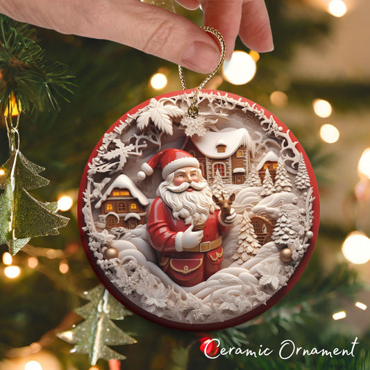 Red 3D Santa Christmas Ceramic Ornament 01-12