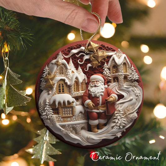 Red 3D Santa Christmas Ceramic Ornament 01-14