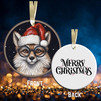 Red Fox Christmas Ceramic Ornament