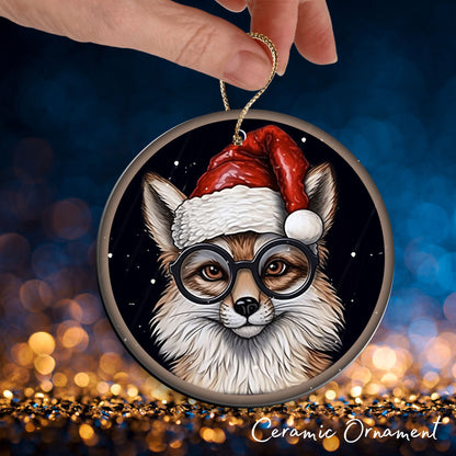 Red Fox Christmas Ceramic Ornament